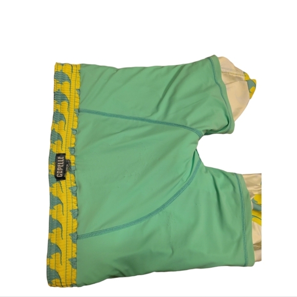 Capelle yellow green fish print men swim trunk size 2XL - Picture 4 of 11